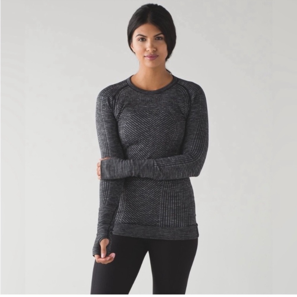 Lululemon Restless Tight Knit Pullover Heather Black/ Charcoal Grey Size 6